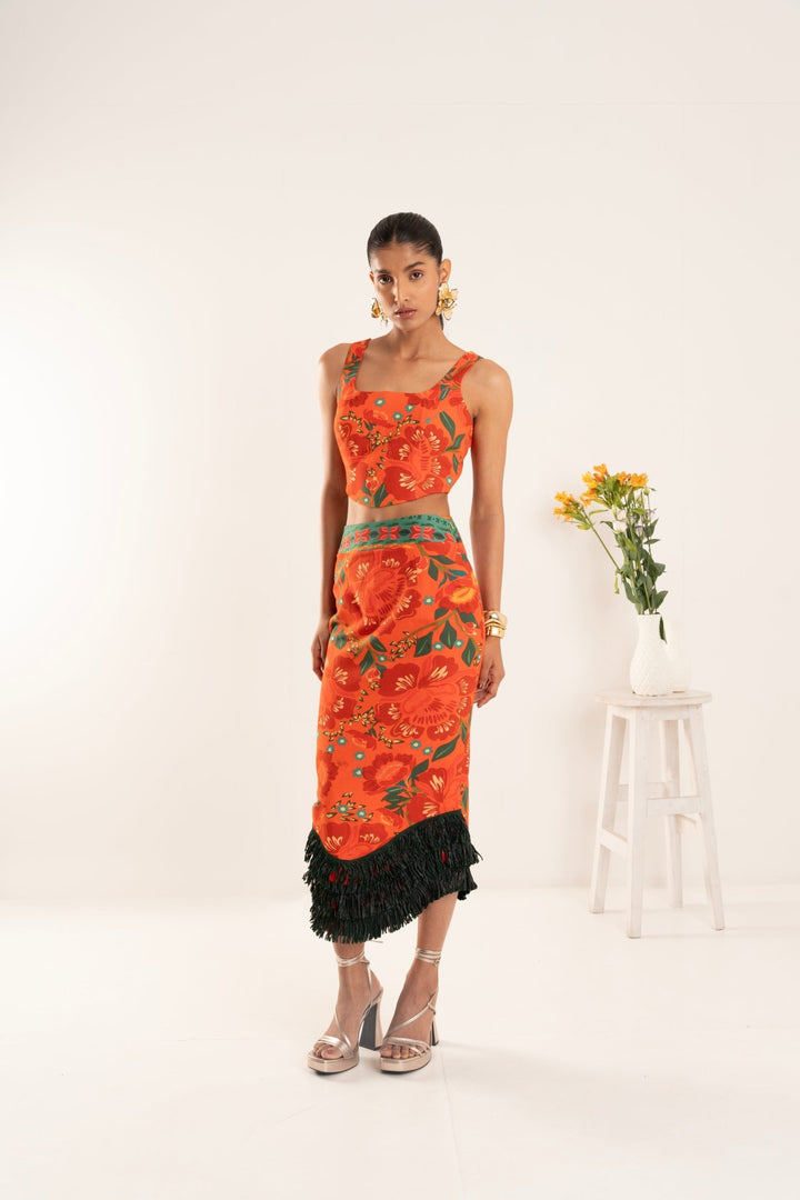 Coral Raffia Co Ord Set - Zabella