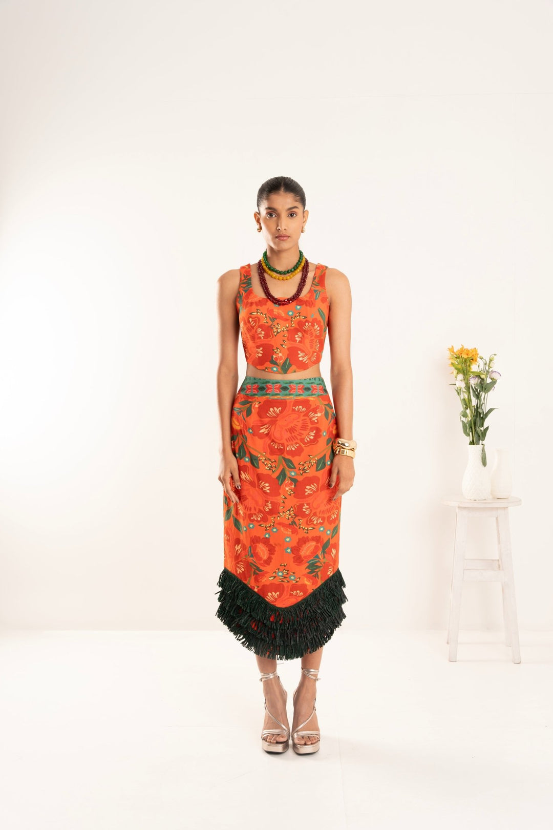 Coral Raffia Co Ord Set - Zabella