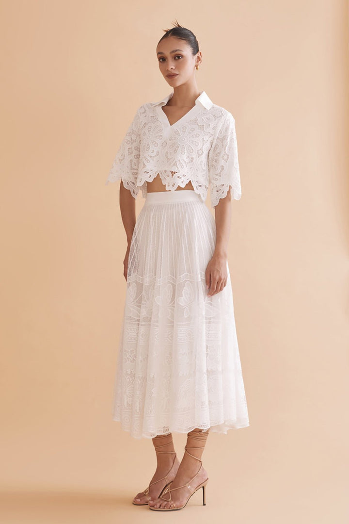 Daria White Lace Co - ord Set - Zabella