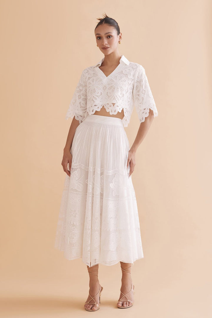 Daria White Lace Co - ord Set - Zabella