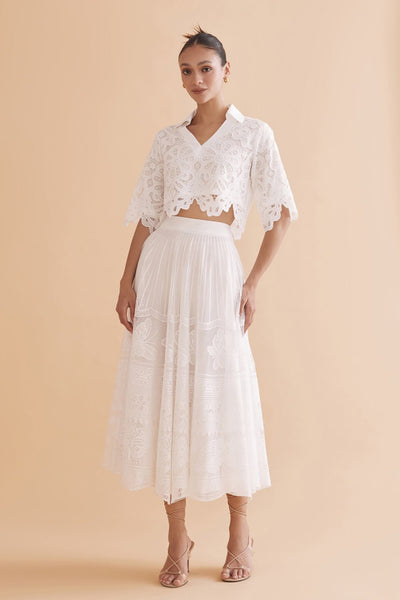 Daria White Lace Co - ord Set - Zabella