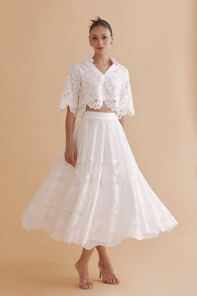 Daria White Lace Skirt - Zabella
