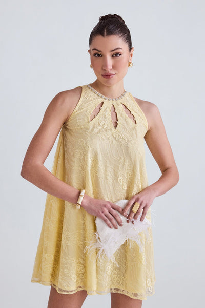 Elsi Lace Flared Mini Dress - Zabella