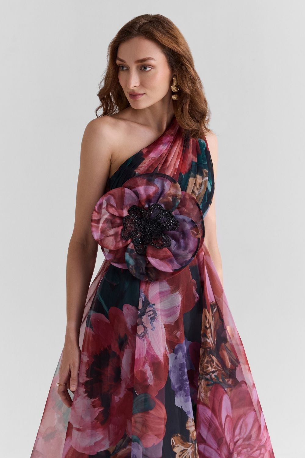 Flutter Print Organza Midi Dress - Zabella
