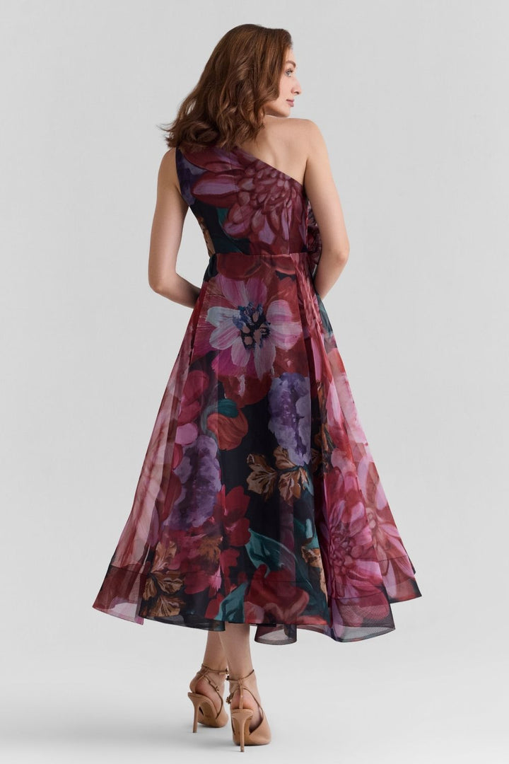 Flutter Print Organza Midi Dress - Zabella