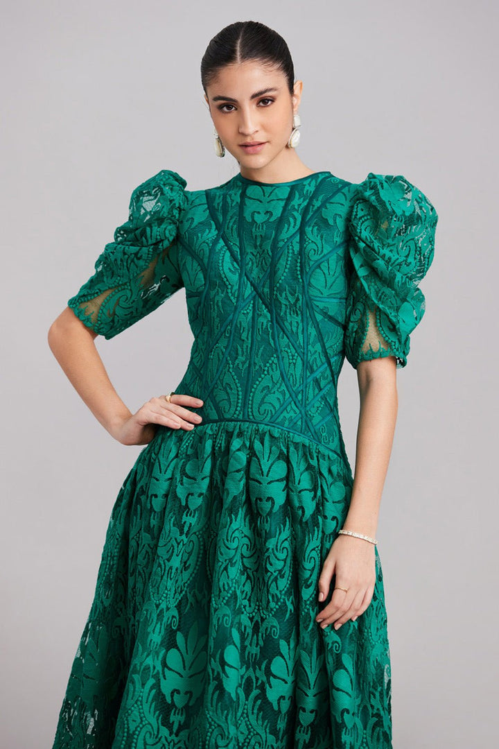FOREST GREEN SLEEVE MIDI - Zabella