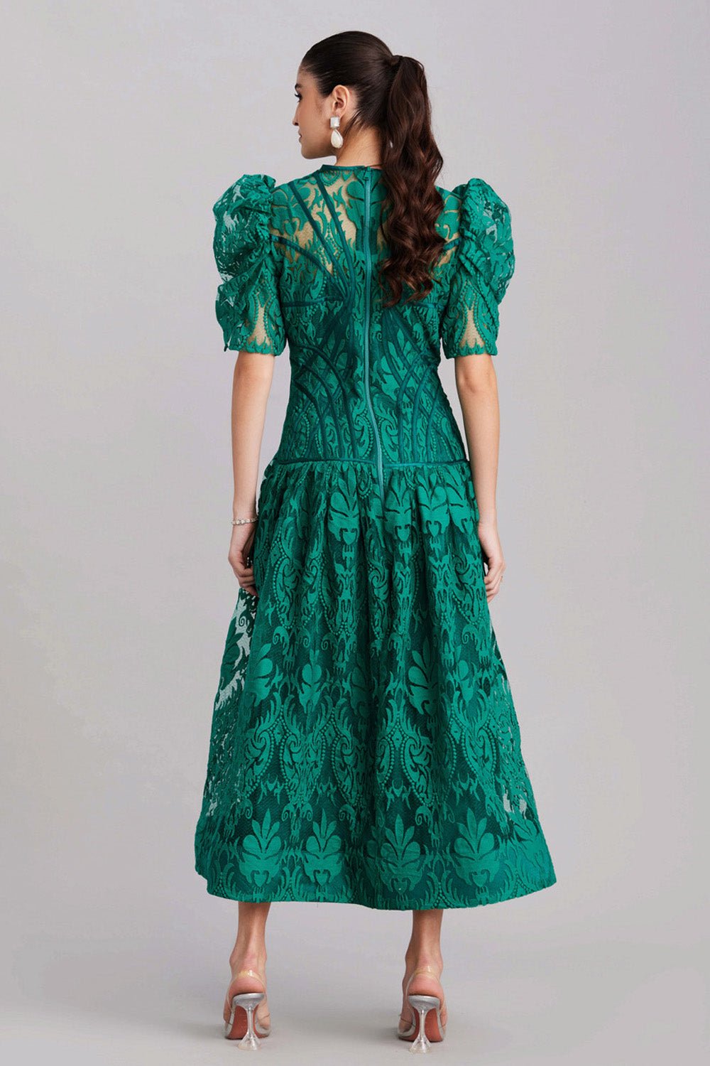 FOREST GREEN SLEEVE MIDI - Zabella