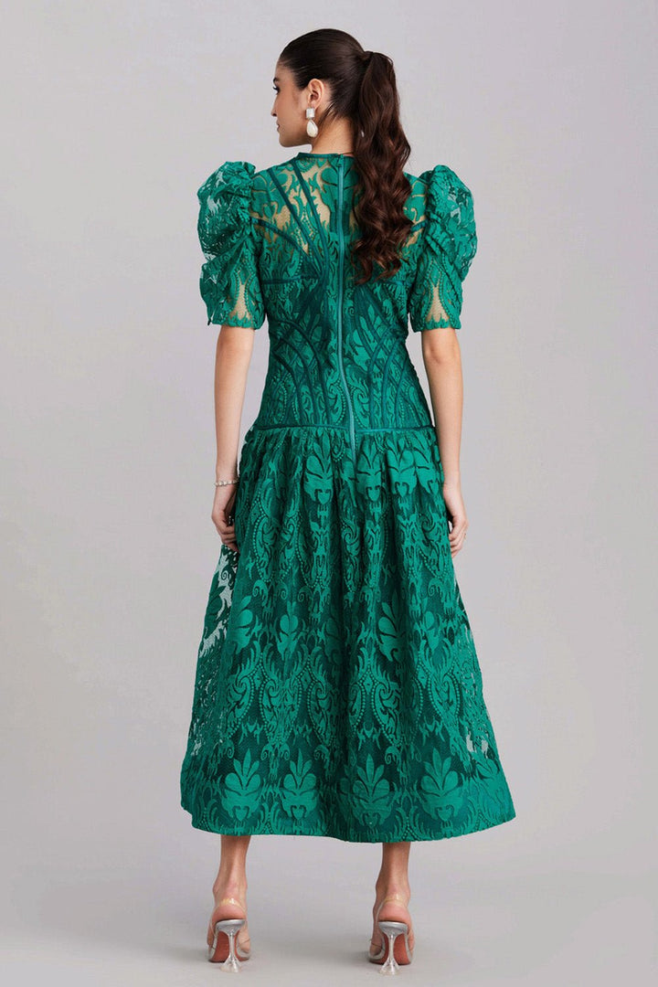 FOREST GREEN SLEEVE MIDI - Zabella