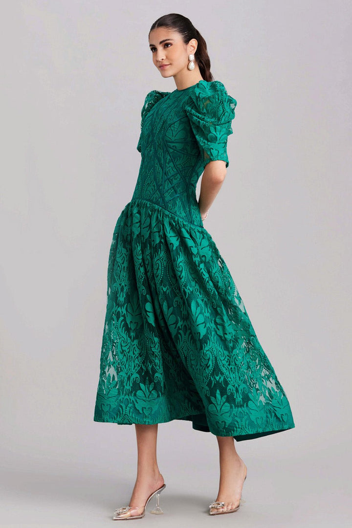 FOREST GREEN SLEEVE MIDI - Zabella
