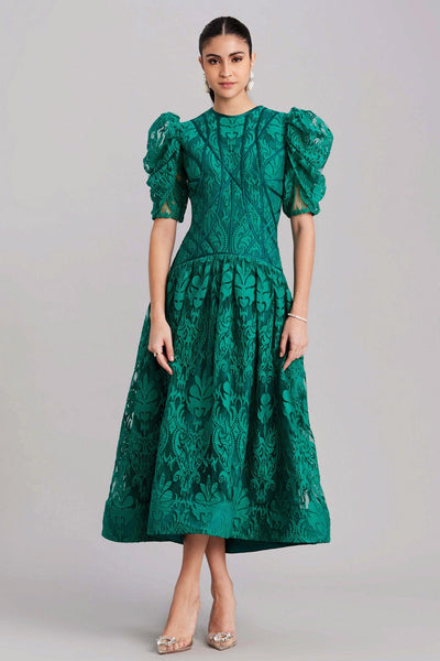 FOREST GREEN SLEEVE MIDI - Zabella