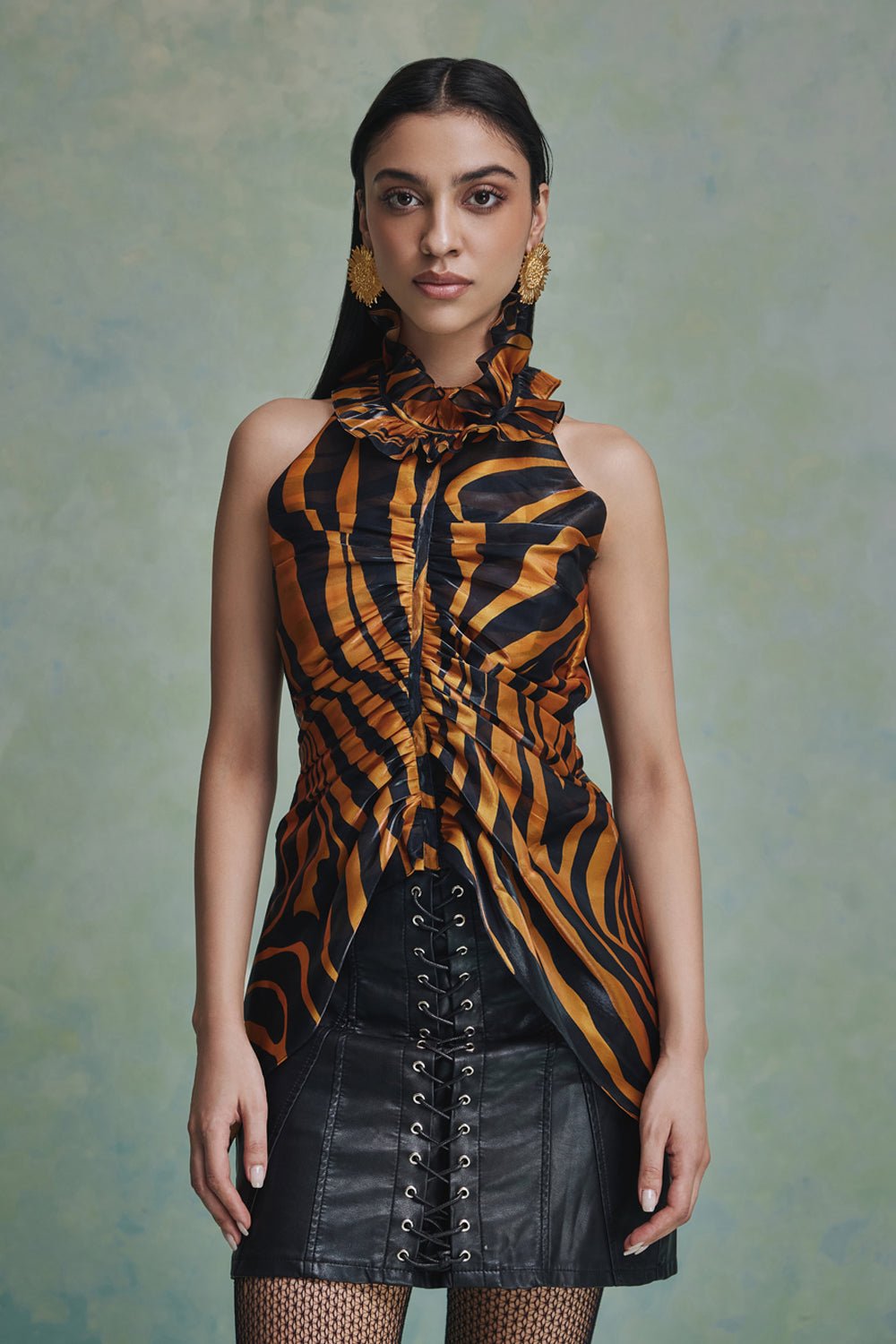 Golden Scroll Ruched Top - Zabella