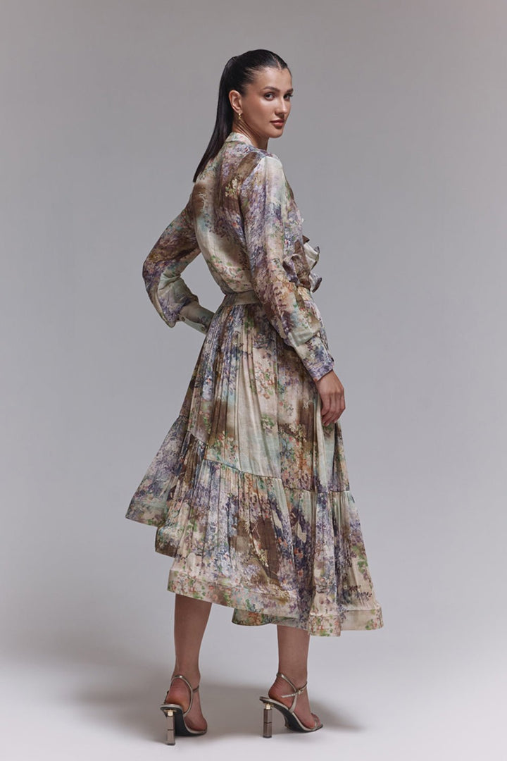 Greta Printed Silk Linen Shirt - Zabella