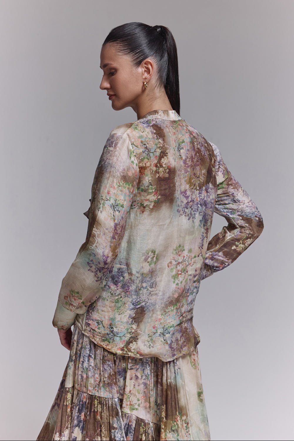 Greta Printed Silk Linen Shirt - Zabella