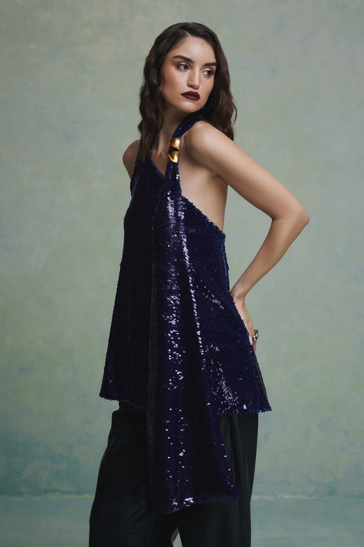 Hana Sequin Scarf Top - Zabella