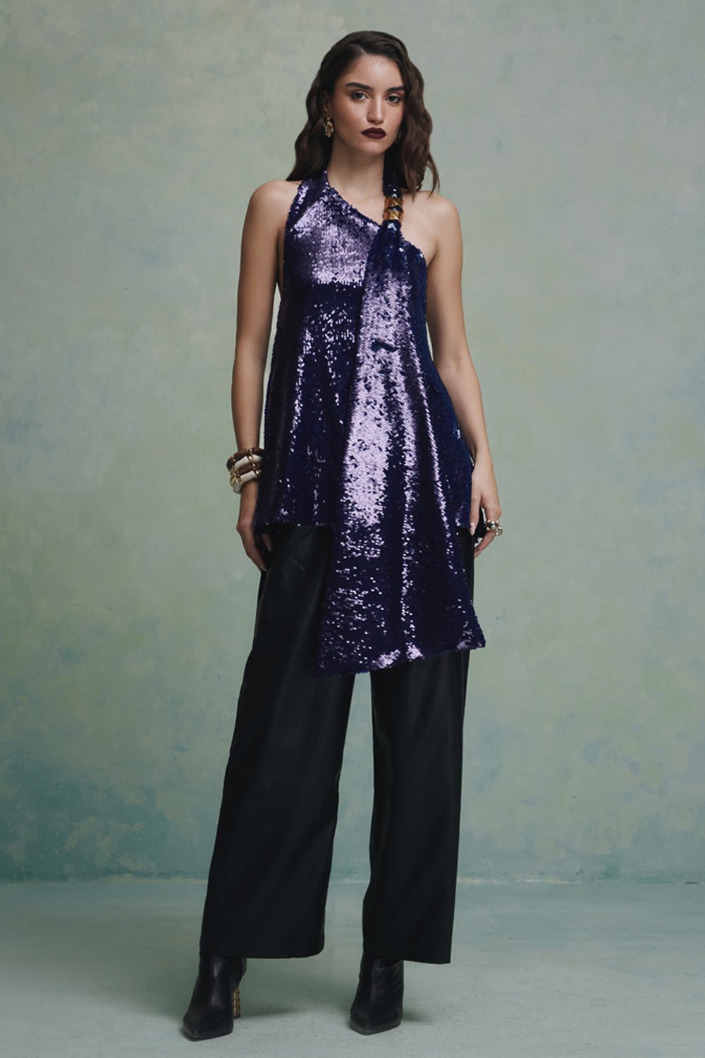 Hana Sequin Scarf Top - Zabella