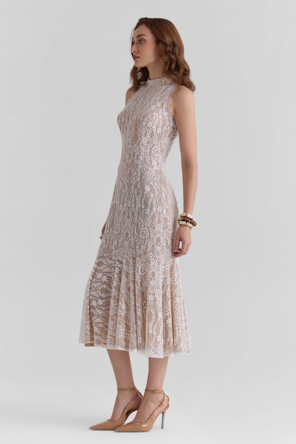 Haze White Lace Midi Dress - Zabella