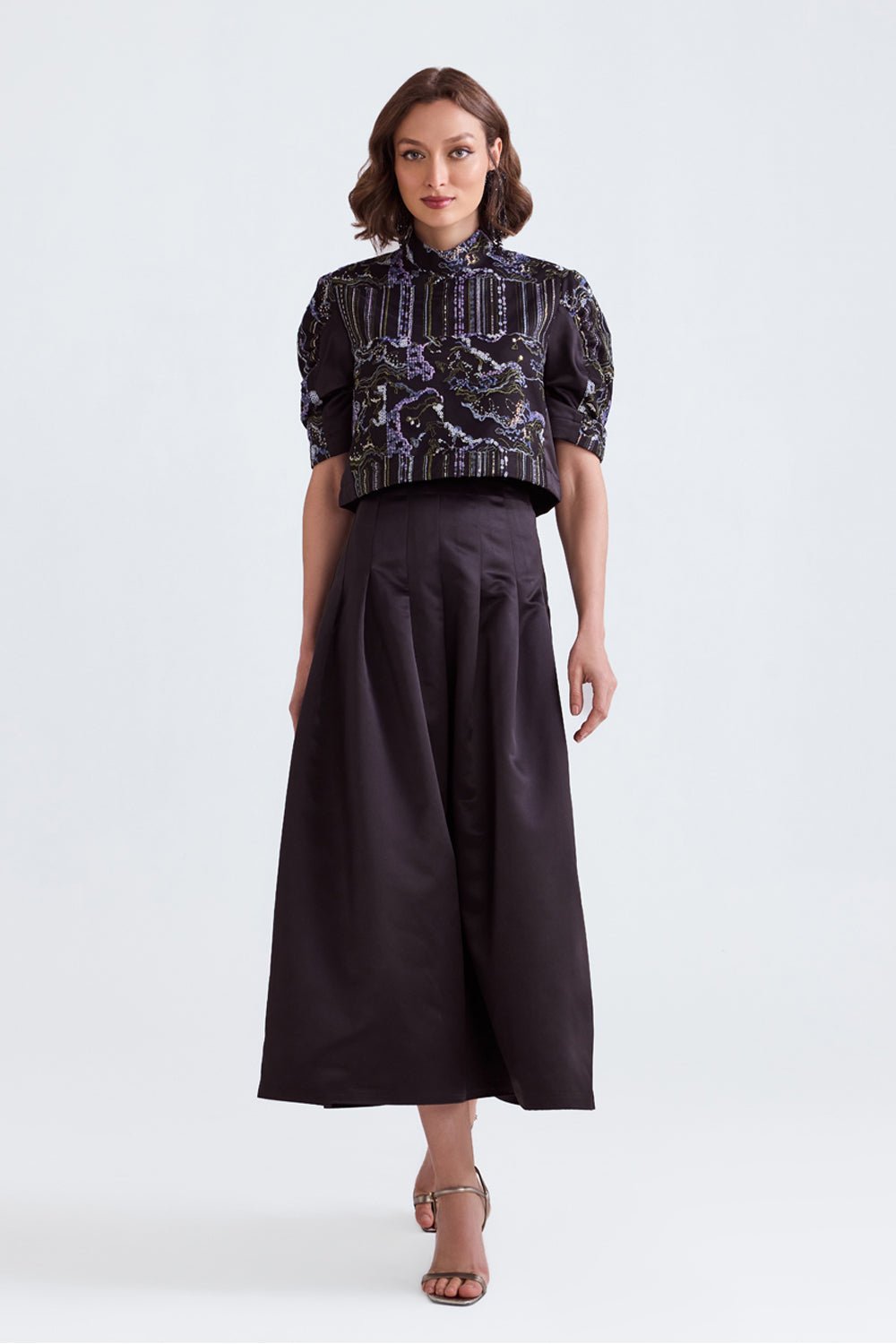 Huma Sequin Top And Satin Midi Skirt - Zabella