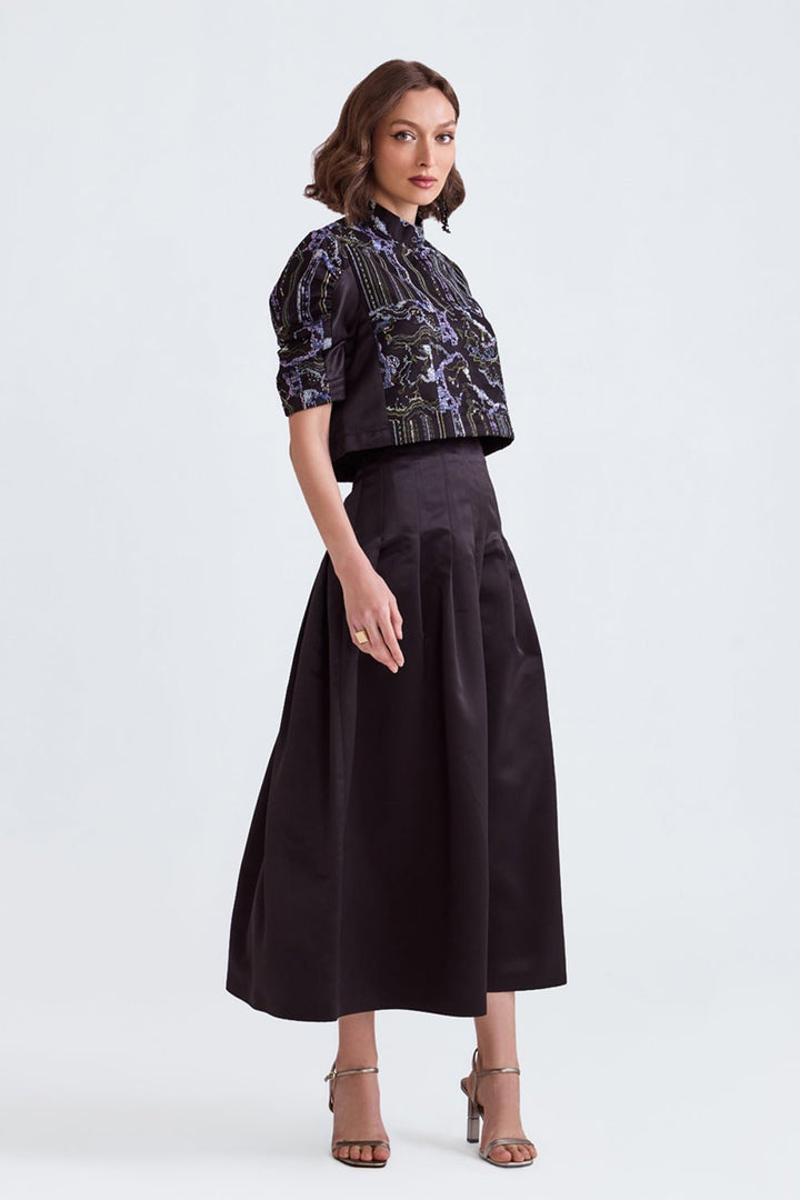 Huma Sequin Top And Satin Midi Skirt - Zabella