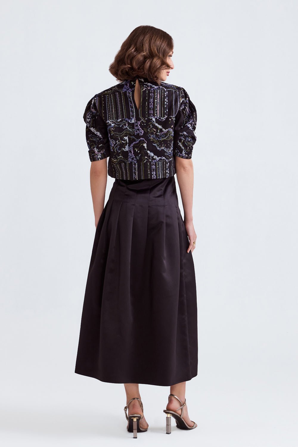 Huma Sequin Top And Satin Midi Skirt - Zabella