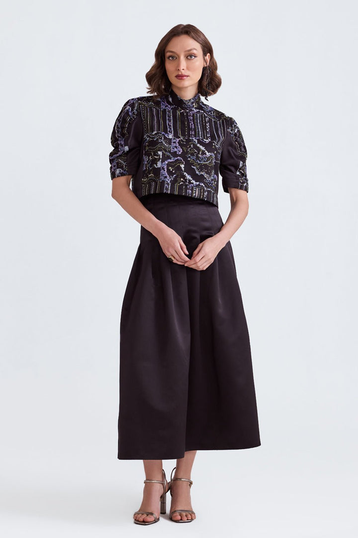 Huma Sequin Top And Satin Midi Skirt - Zabella
