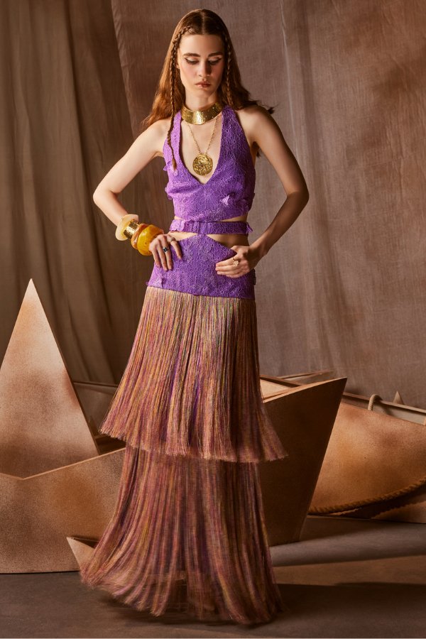 Iris Fringed Cut Out Dress - Zabella