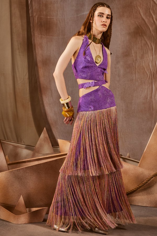 Iris Fringed Cut Out Dress - Zabella