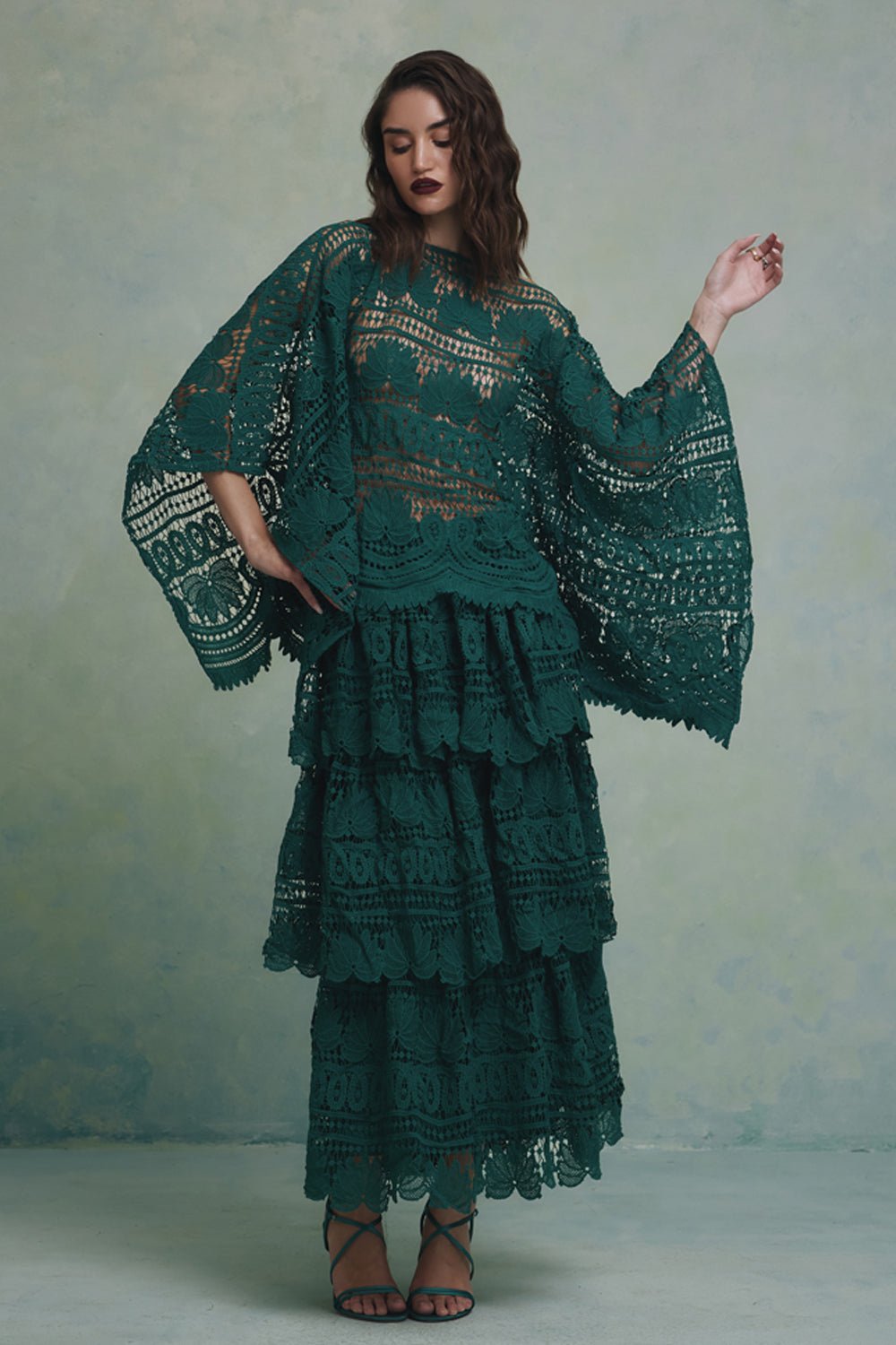 Jade Layered Top and Skirt Set - Zabella