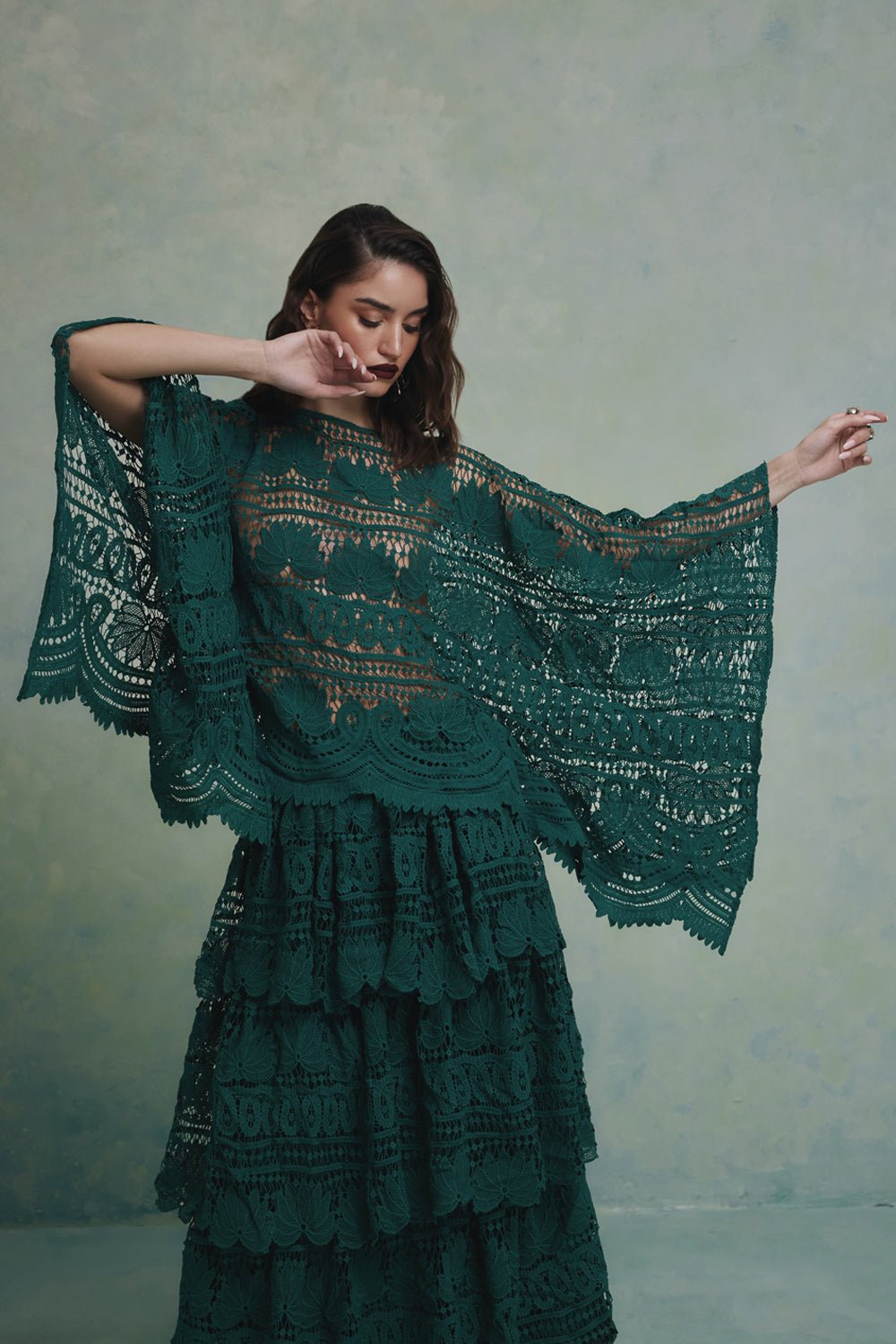 Jade Layered Top and Skirt Set - Zabella