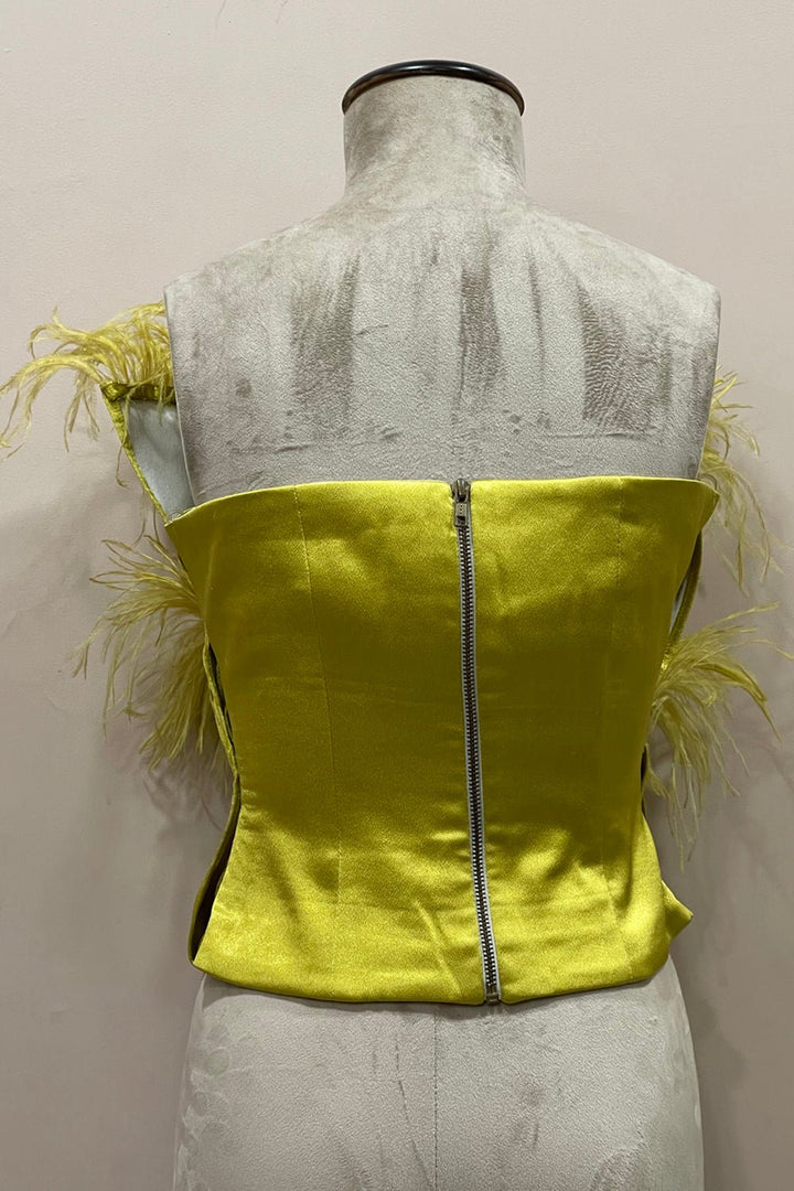 Lemon Satin Feather Top - Zabella
