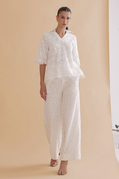 Lucinda White Lace Pants - Zabella