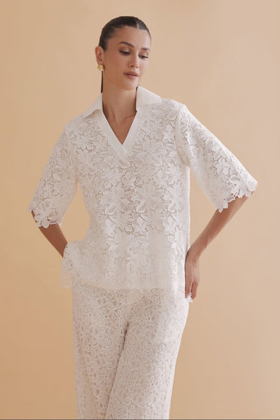 Lucinda White Lace Top - Zabella