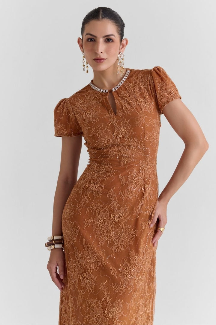 Meadow Lace Midi Dress - Zabella