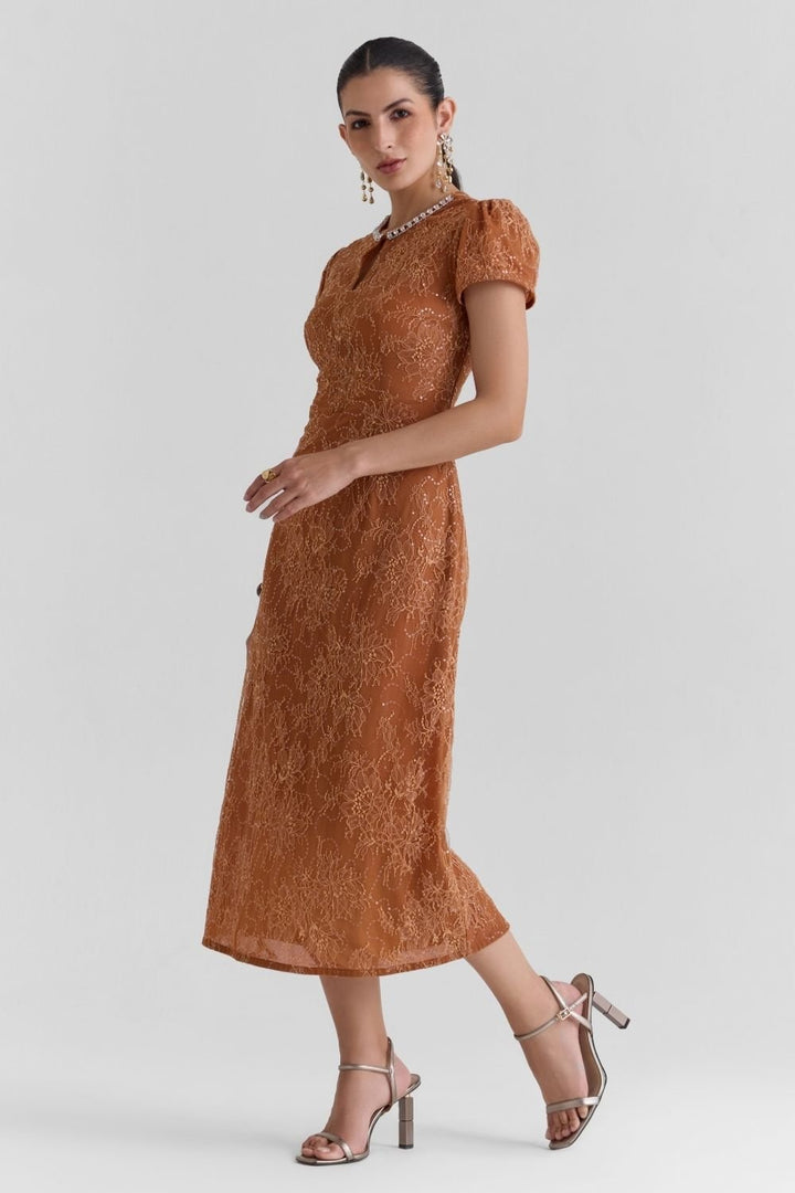 Meadow Lace Midi Dress - Zabella