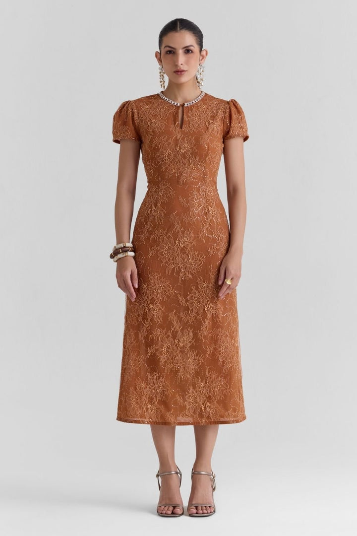 Meadow Lace Midi Dress - Zabella