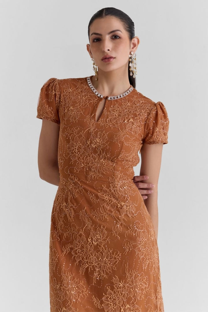 Meadow Lace Midi Dress - Zabella