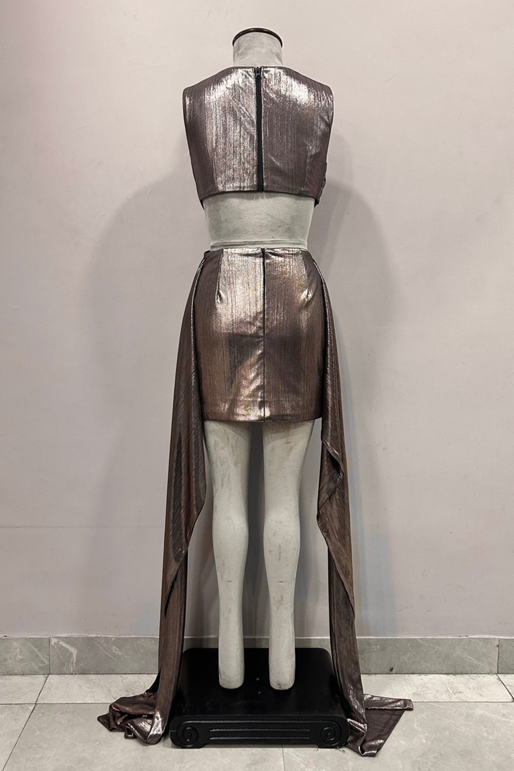 Metallic Cut Out Bodycon Dress - Zabella
