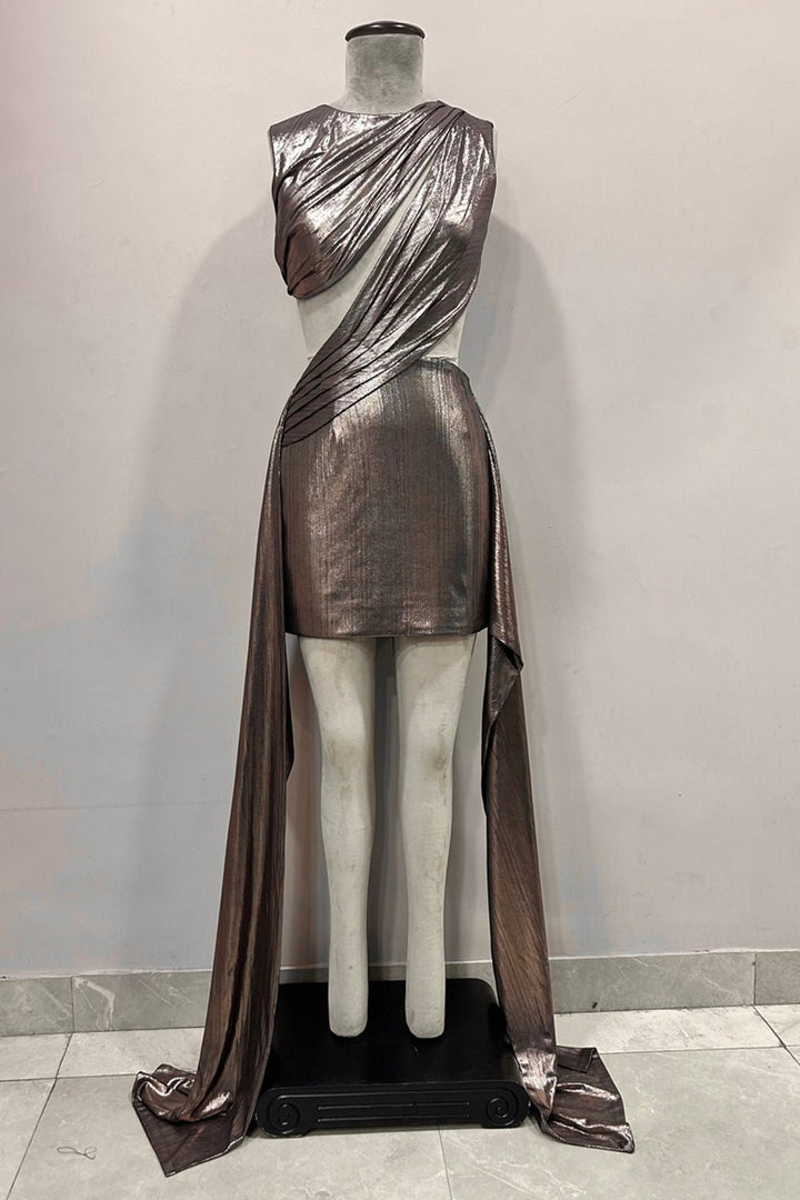 Metallic Cut Out Bodycon Dress - Zabella