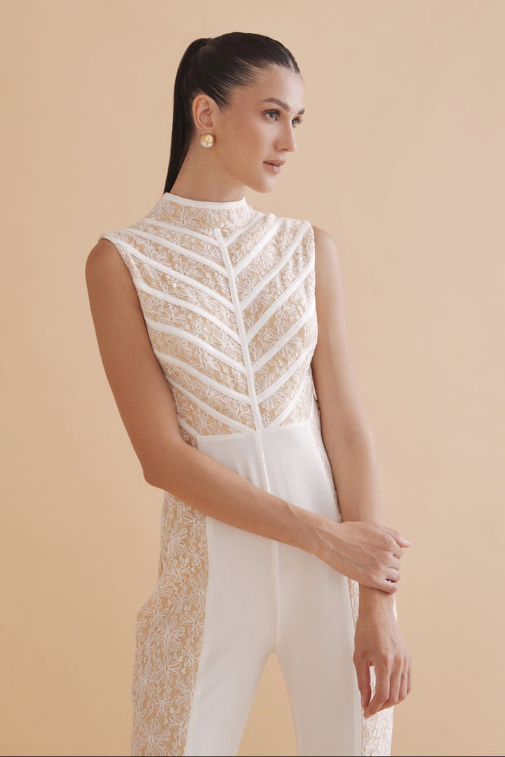 Miles White Lace Jumpsuit - Zabella