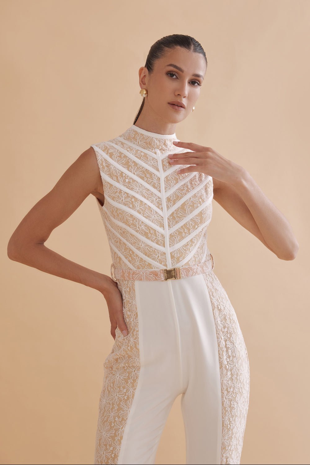 Miles White Lace Jumpsuit - Zabella