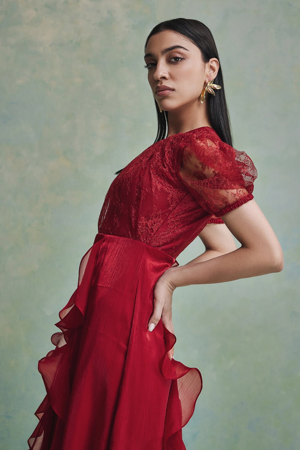 Mira Ruffle Lace Maxi Dress - Zabella