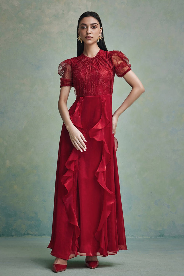 Mira Ruffle Lace Maxi Dress - Zabella