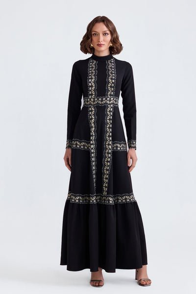 Misba Black Long Dress - Zabella