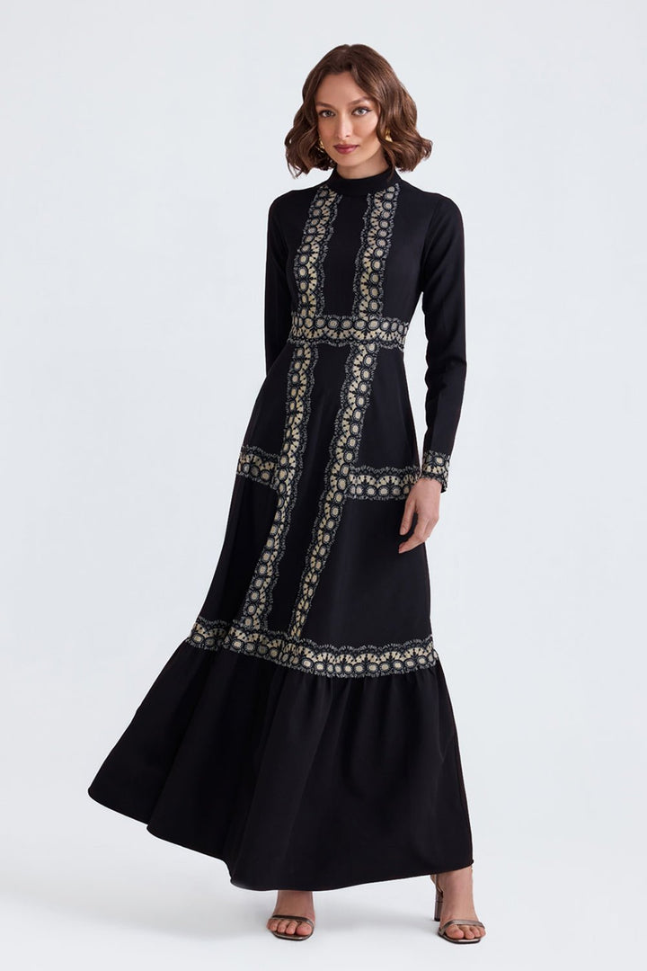 Misba Black Long Dress - Zabella