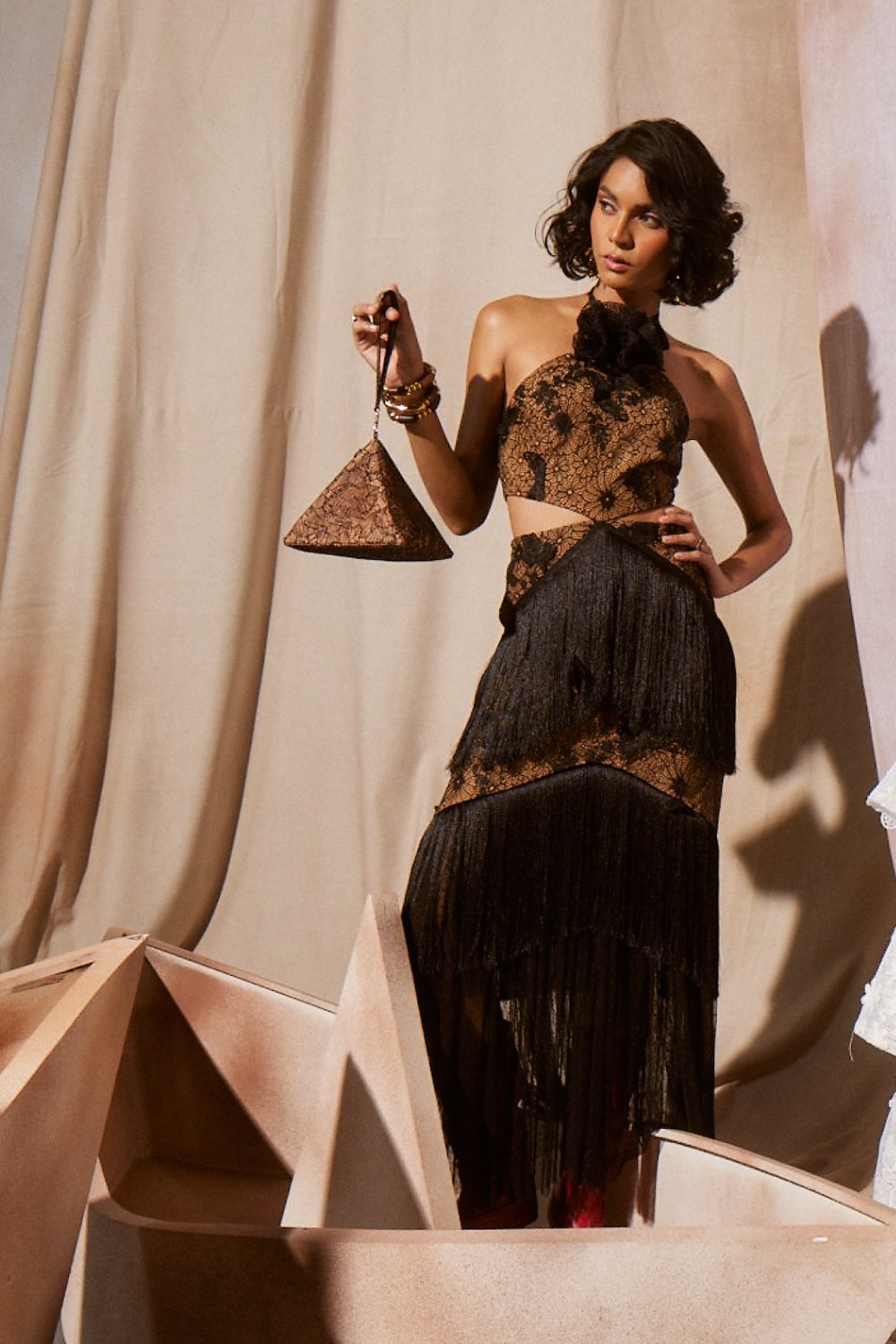 Noir Fringed Bag - Zabella