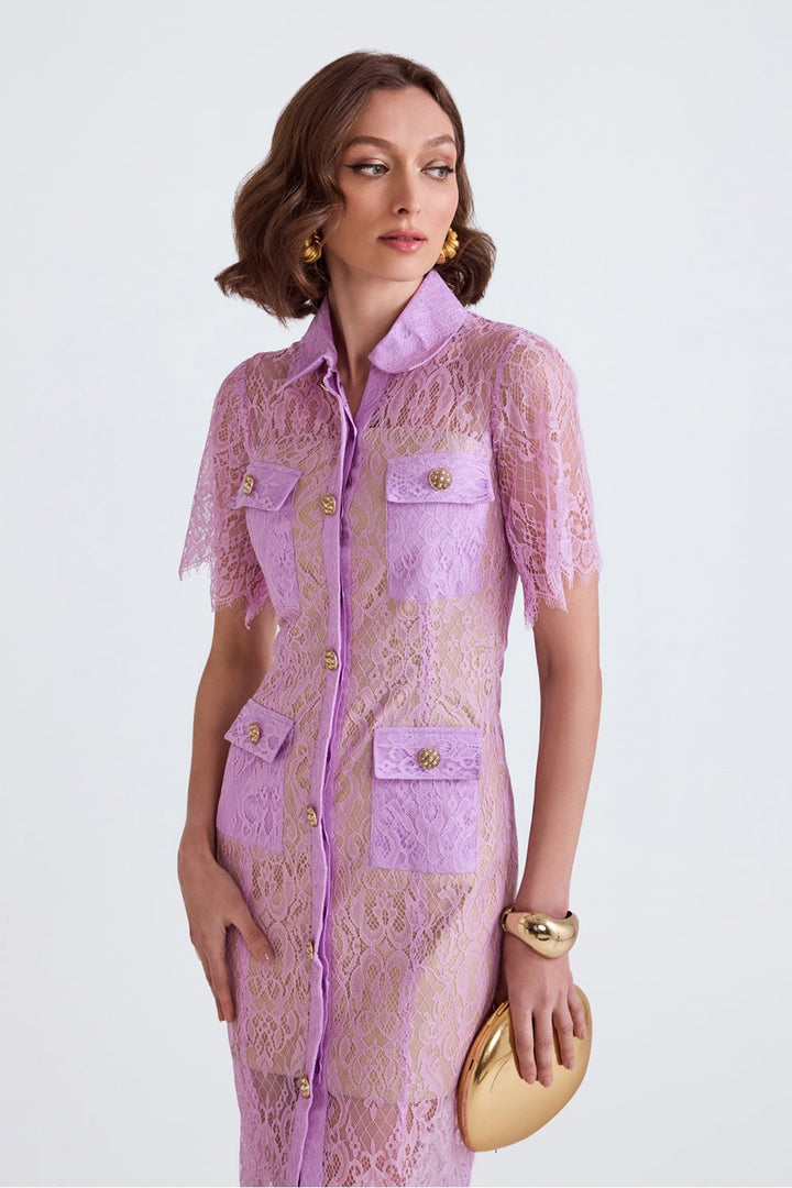 Nyla Lilac Lace Midi - Zabella