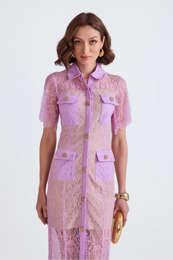 Nyla Lilac Lace Midi - Zabella
