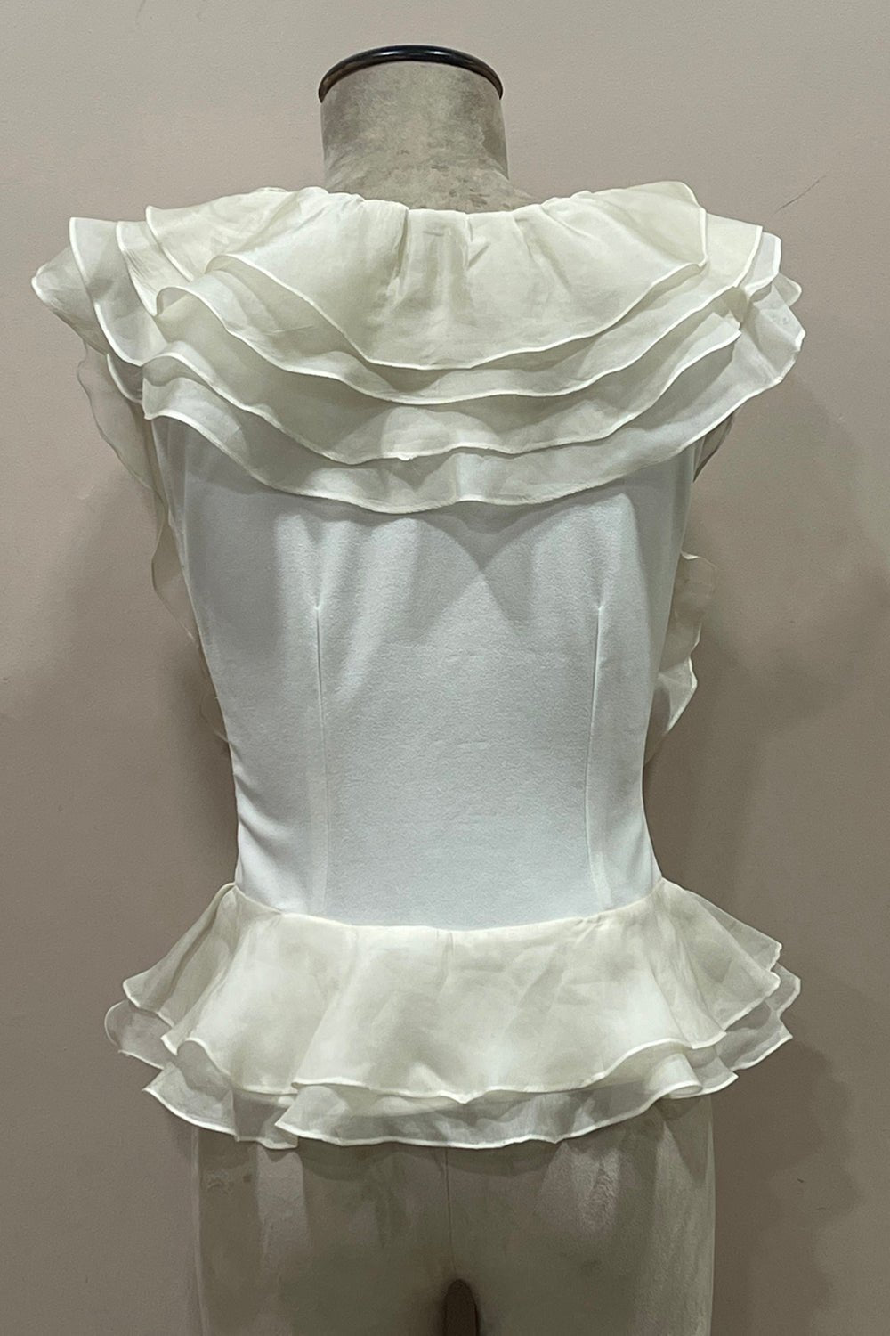 Off White Organza Ruffled Top - Zabella