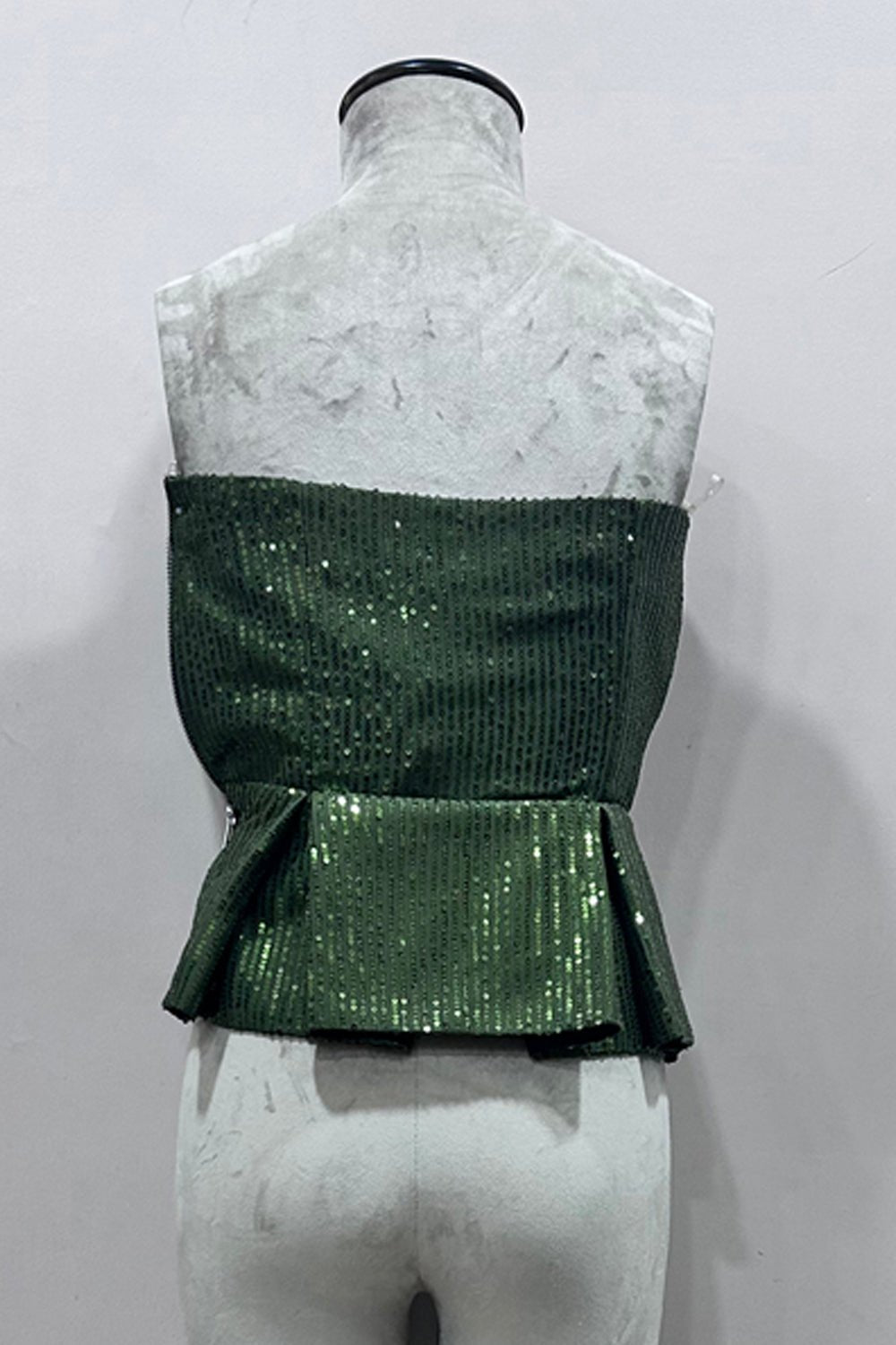 Olive Green Sequin Top - Zabella