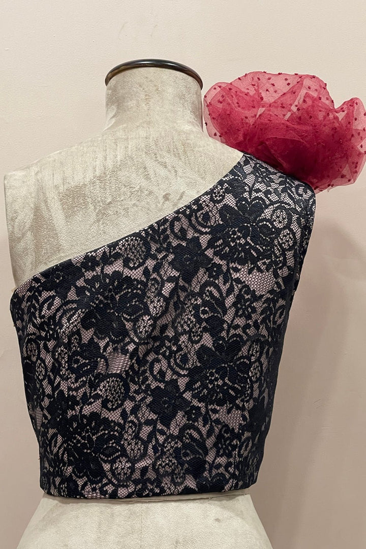 One Shoulder Lace and Tulle Top - Zabella