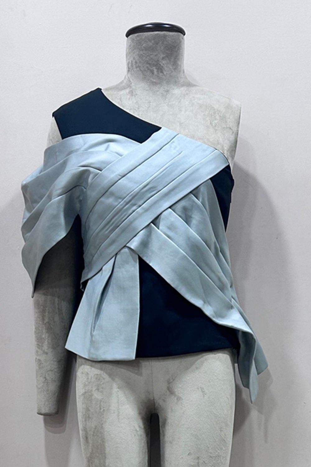 One Shoulder Top With Satin Bow Drape - Zabella